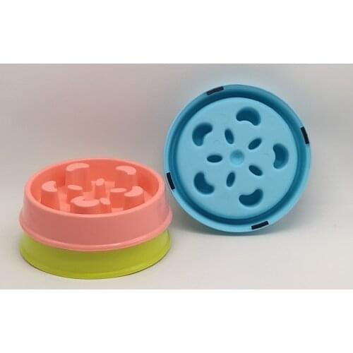Useful Anti Choke Pet Dog Feeding Bowls Plastic Round Shape Slow down Eating Food Prevent Obesity Healthy Diet Dog Accessories