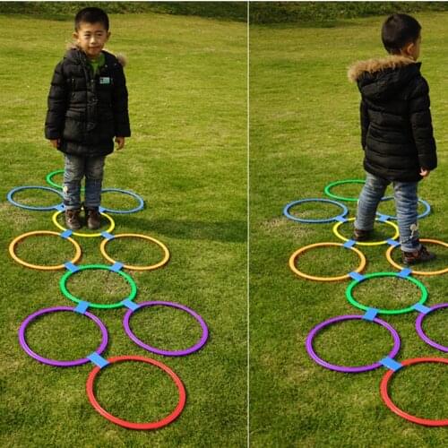 Frog Jump Kindergarten Teaching Aids Hopscotch Jump to the Grid Children Sensory Training Equipment Outdoor Game Jumping Ring