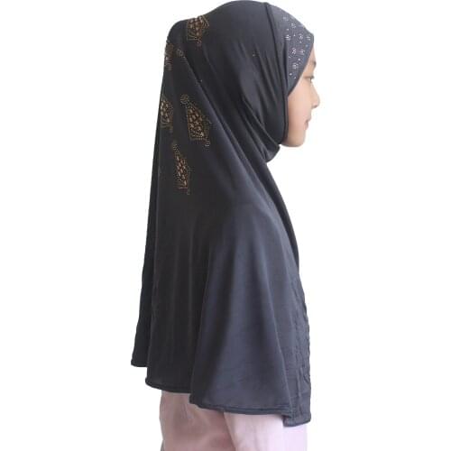 10pcs Muslim Girls Hijab Islamic Scarf Shawls Soft Stretch for 7 to 14 years old Girls Beauty Diamond Nice Pattern Wholesale