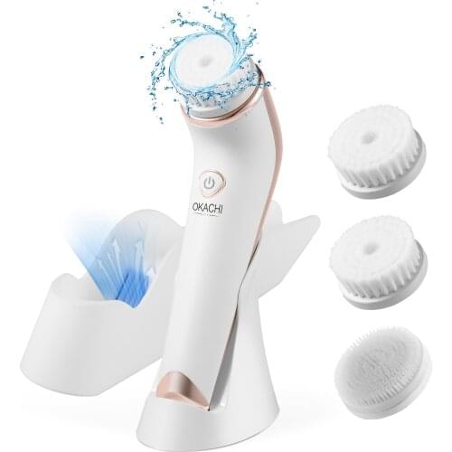 OKACHI GLIYA Facial Cleansing Brush Rechargeable Face Wash Brush, Waterproof Face Brush with Deep Clean & Professional Air Dryer