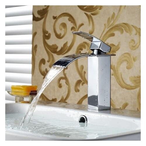 Brand New Polished Basin sink waterfall Tap, single lever single hole Deck Mounted basin waterfall Faucet.Faucet. Mixer.torneira