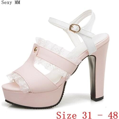 Platform Pumps Women High Heels Gladiator Sandals Woman High Heel Shoes Small Plus Size 31 32 33 - 40 41 42 43 44 45 46 47 48