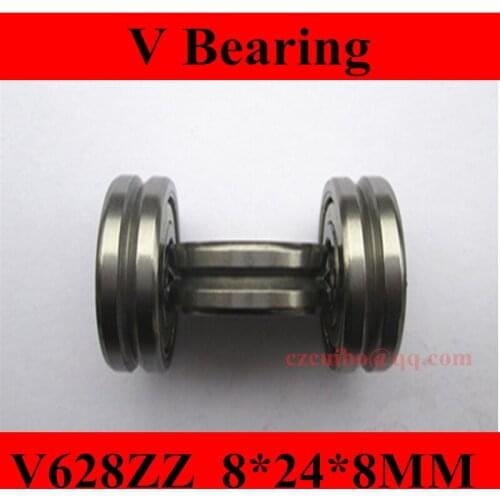 V628ZZ Outer ring V grooved straightener guide wheel bearings 8 x 24 x 8 mm pulley bearings V groove width 1.5 mm