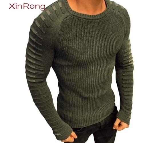 Spring loose fashion sweater mens casual pullover mens long-sleeved round neck patchwork sweater mens sweater street clothing