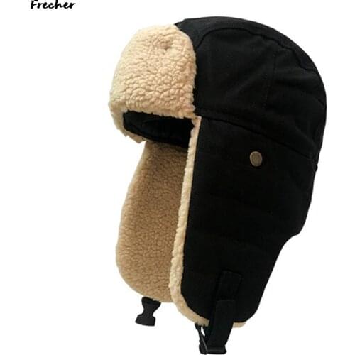 Bomber Hats Vintage Men Women Winter Hat Earflaps Warm Cotton Polar Fleece Patchwork 2021 New Arrival Ski Caps