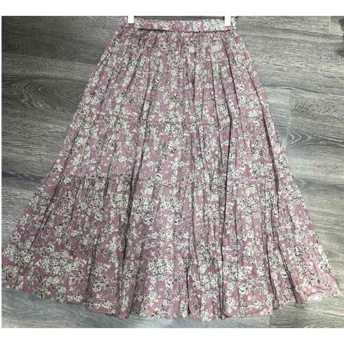 Women Skirt Mid-length Elastic Waist Skirt Women Midi Print Skirt
