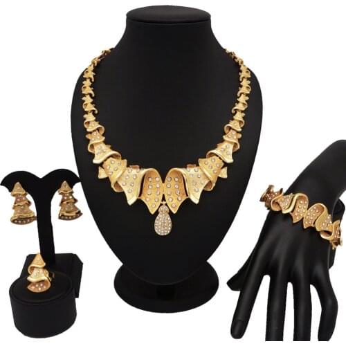 Gold jewelry sets wedding jewelry sets african necklace sets gold high quality jewelry gift women necklace bracelet