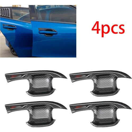 4 Pcs Black/Silver Car Outside Door Handle Bowl Cover Decoration Carbon Fiber Pattern Accessories For Ford Focus MK4 2019 2020