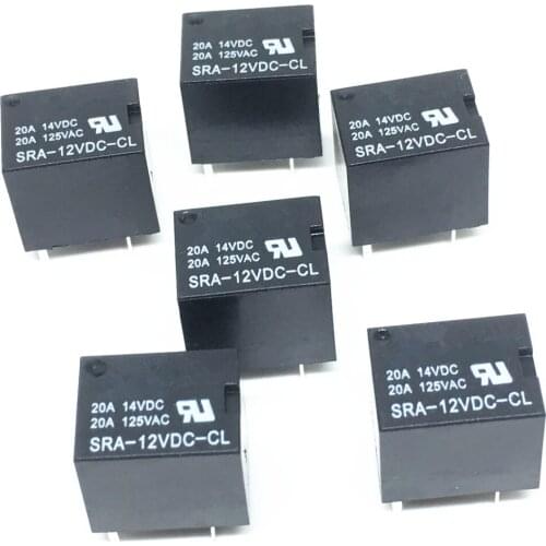 5PCS RELAY 12V for DC Coil Power Relays PCB 20A SRA-12VDC-CL Wholesale Price