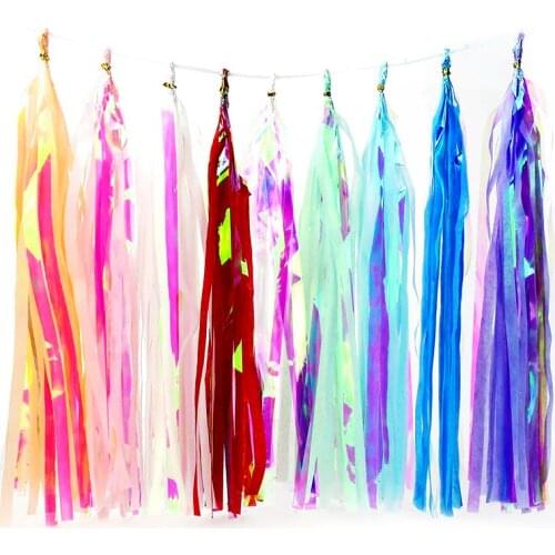5pcs/pack Foil Tissue Paper Tassel Garland DIY Multicolor Paper Decoration for Wedding Birthday Baby Shower Party Decor Supplies