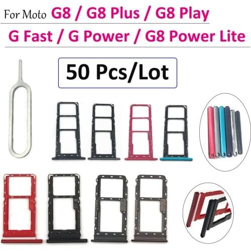50Pcs/lot，For Moto G8 Play Plus / G8 Power Lite / G Fast / G Power SIM Card Slot SD Card Tray Holder Adapter + Pin