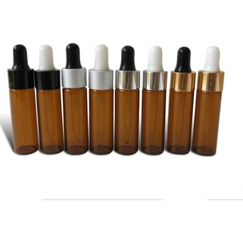 50pcs/lot 15ml Amber Glass Essential Oil Dropper Bottle with Aluminum Clourse15ml Brown Glass Dropper Bottle