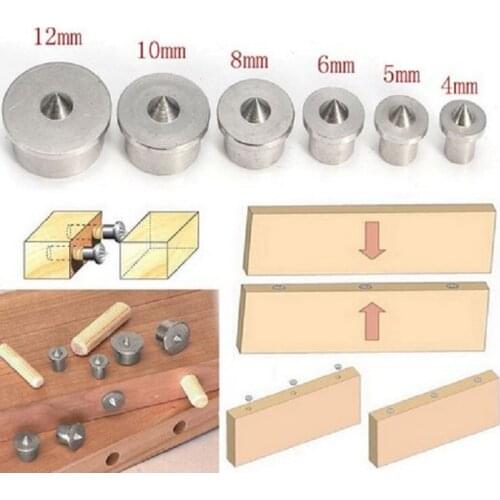 Professional 6pcs Centre Point Pin 4~12mm Tenon Center Drill Hole Tool