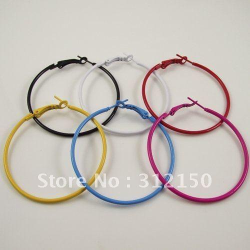72pcs(36pairs) free shipping Colorful Big Hoop Earring Fashion Round Circle Earrings