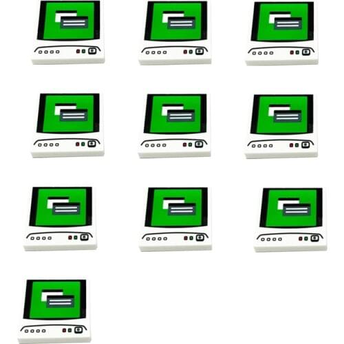 10PCS/Set 2*2 MOC Printing Bricks Computer Screen Pattern DIY Building Blocks Toys for Children Kids Gifts Block