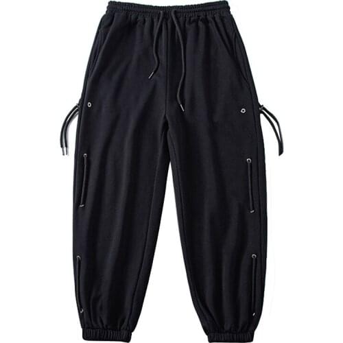 Men Harem Pants Harajuku Streetwear Trousers 2021 Fashion Ribbon Trousers Overalls