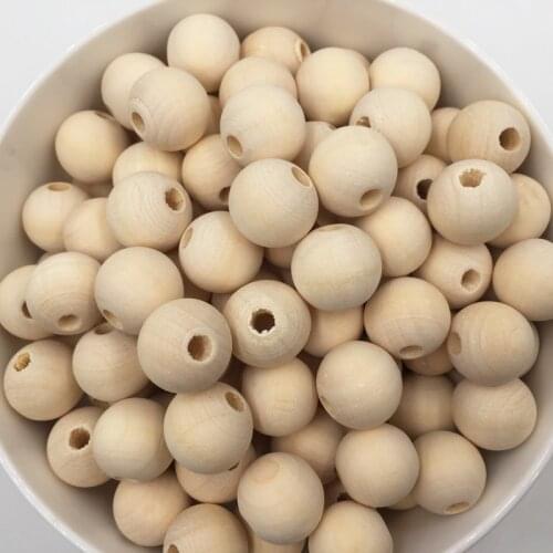 1-100PCs Natural Ball Wood Spacer Beads 6-50mm For Charm Bracelet Wholesale baby wooden round bead