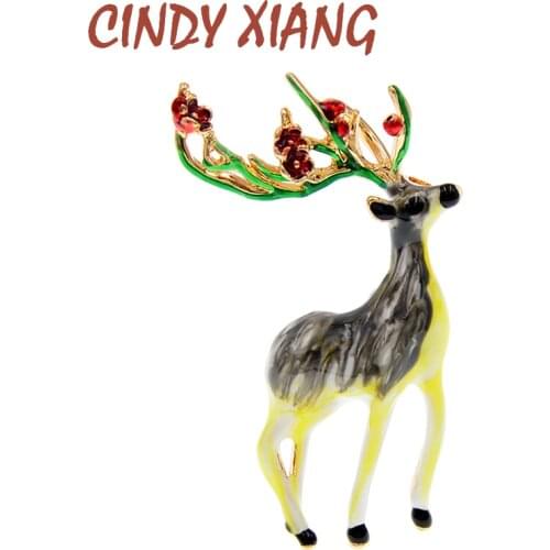 CINDY XIANG Enamel Deer Brooches For Women Winter New Design Brooch Pin 2 Colors Available High Quality