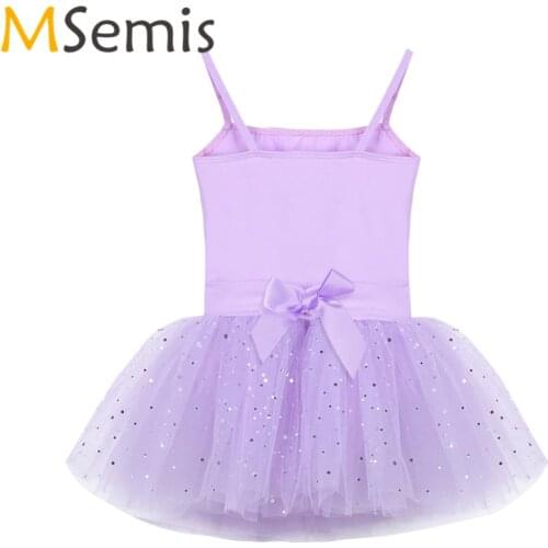 Kids Girls Tutu Ballet Dress Gymnastics Swimsuit for Girls Gymnastics Leotard Ballet Clothing Dress Bow Glitter Ballet Dress