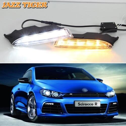 Daytime running lights For Volkswagen Scirocco R 2010 - 2014 VW Drl with turn signals for cars auto Led fog lights headlights