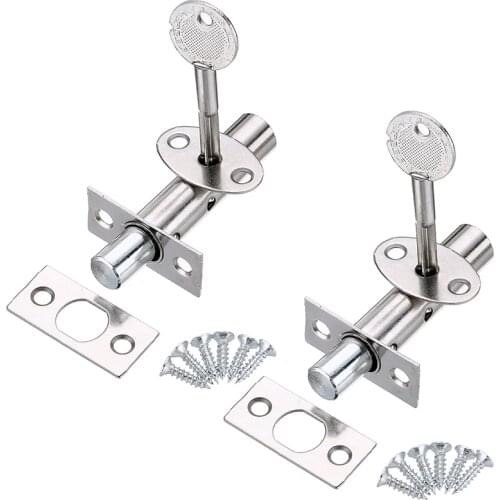 Door Hardware Security Door Bolts Dead Latch Lock Invisible Stainless Steel Lock With Fitting & Star Key Covers 2 Set
