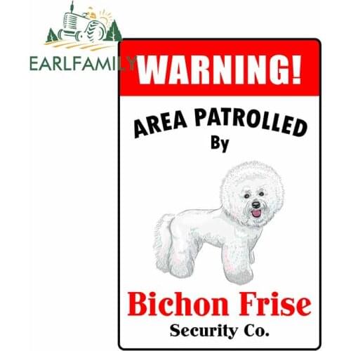 EARLFAMILY 13cm x 8.5cm for Area Patrolled By Bichon Frise Personality Trunk Decal Motorcycle Waterproof Decoration Car Sticker