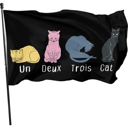 Un Deux Trois Cat-1 Flag,3x5 Ft Banner Outdoor Indoor Decor Garden Flag Sign Polyester Flag