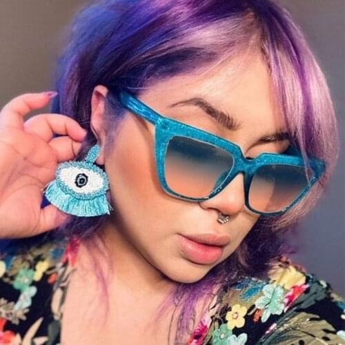 Candy Color Glittering Cat Eye Sunglasses Women Luxury Brand Square Shades Female Gradient Eyewear ocolos de sol feminino UV400