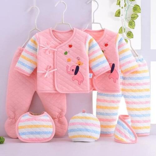 7Pcs/Set Baby Girls Clothes Newborn Clothes Set Infant Autumn Winter Cotton Tops Pants Hats Kids Toddler Outfits Boys Clothing