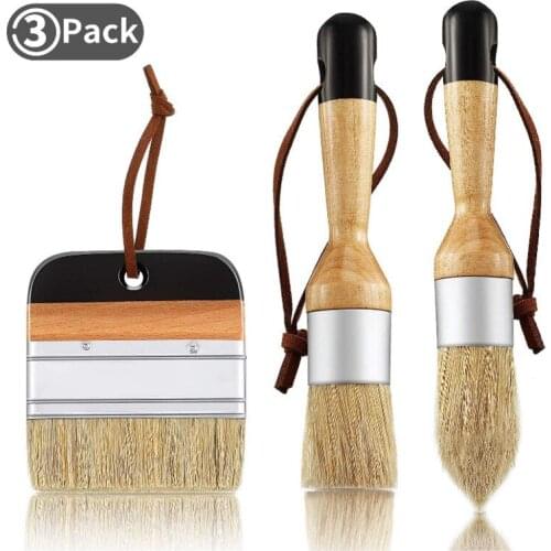 Chalk And Wax Paint For Wood Furniture Home Decor Brushes Bristle Stencil Flat Pointed And Round Chalked Paint Brushes