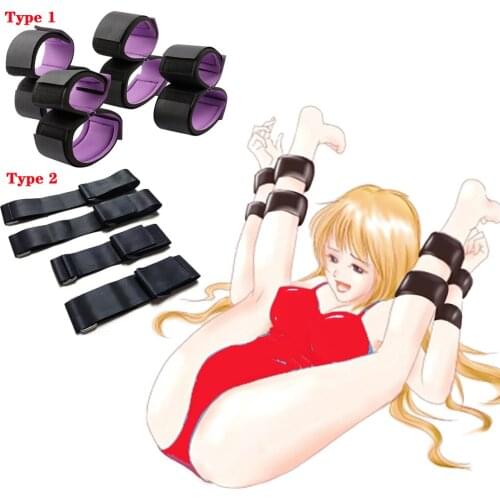 BDSM Handcuff Ankle Strap Open Leg Restraint Belt Locking Arm To Thigh Cuff Binding Kit Slut Slave Sex Flirting Tool For Couples