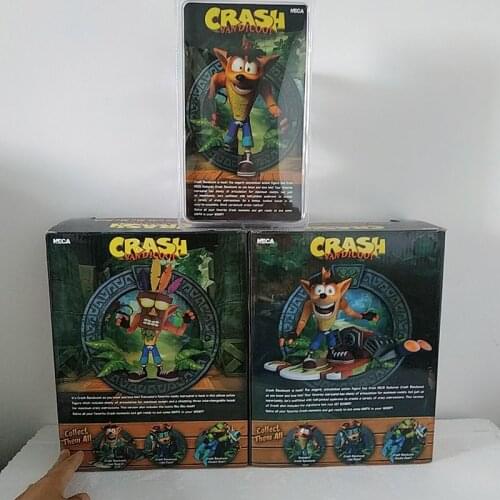 NECA Original Game Crash Bandicoot Series Aku Aku Mask&Bandicoot& Jet Board Action Figure Model Toys Doll For Gift