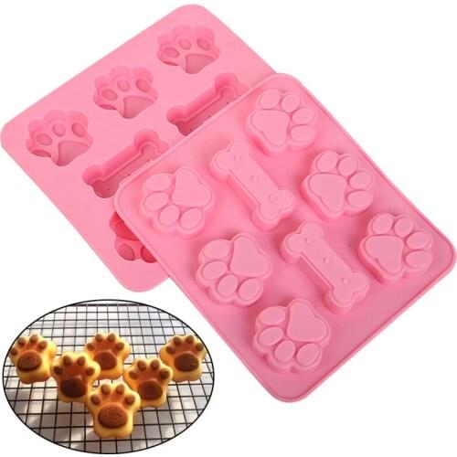 Newest Silicone Mold Puppy Paw And Bone Bakeware Dog Footprint Paw Shapes Cake Molds Cookie DIY Cake Decorating Baking Mould