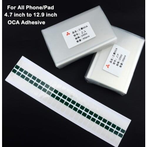 10PCS 250um OCA 4.7 5 5.2 5.5 5.7 6 6.3 6.4 6.8 7 7.9 9.7 12.9 '' inch OCA Optical Clear Adhesive Glue Glass Lens Film+Easy Tear