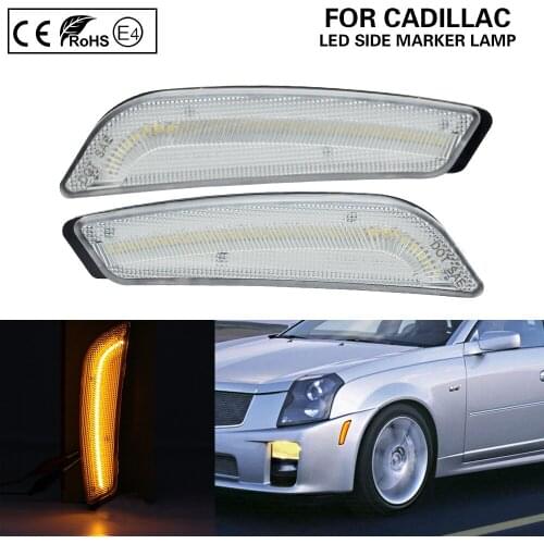 Clear Front Bumper LED Side Marker Lights turn signal lamp for Cadillac CTS CTS V 2003-2007