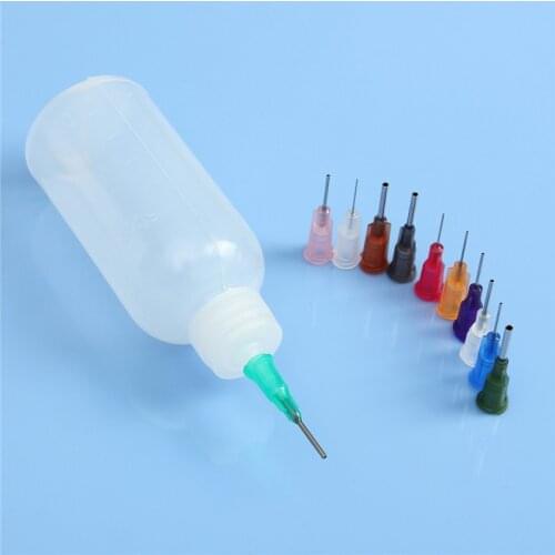 5pcs/set 30ml/50ml Transparent Polyethylene Needle Dispenser Dispensing Bottle for Rosin Solder Flux Paste + 11 Needles Tools