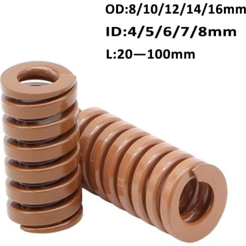 1Pcs Brown spring heavy load Spiral Stamping Compression Die Helical Spring OD 8/10/12/14/16mm ID 4-8mm Length 20-100mm