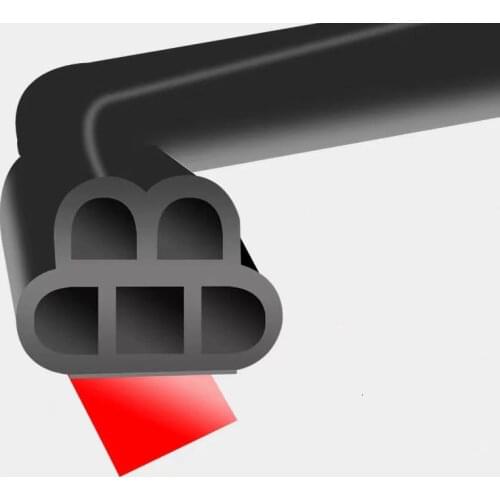 5M 2 Layers 5 Holes Car Door Rubber Seal Trunk Hood Sealing Strip EPDM Noise Insulation Anti-Dust Soundproofing Car Rubber Seal