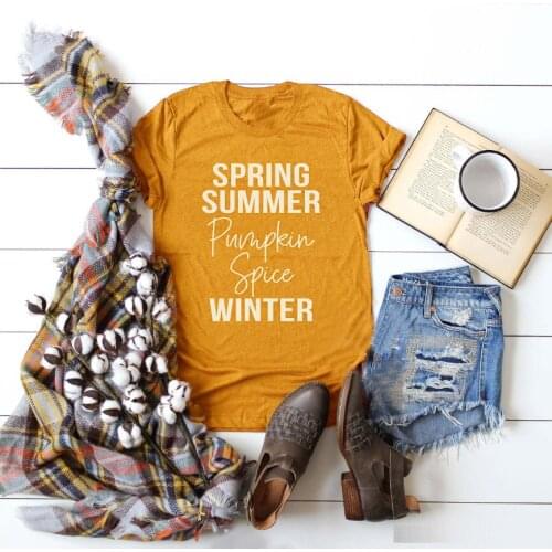 Spring Summer Pumpkin Spice Winter Shirt Thanksgiving 90s girl fashion slogan women tee yellow aesthetic tumblr t-shirt goth top