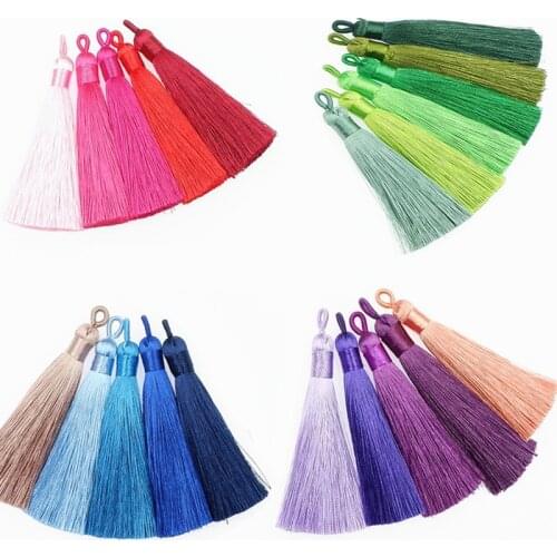 2PCs Silk Tassel Fringe Hanging ring Tassel Trim pendant DIY craft Earring Jewelry Making Garments Curtains Sewing Accessories