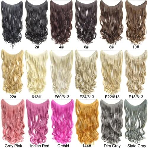 Similler 24 Inches Invisible Wire No Clips Synthetic Hair Extension Long Curly Secret Fish Line Hairpieces For Women 100g