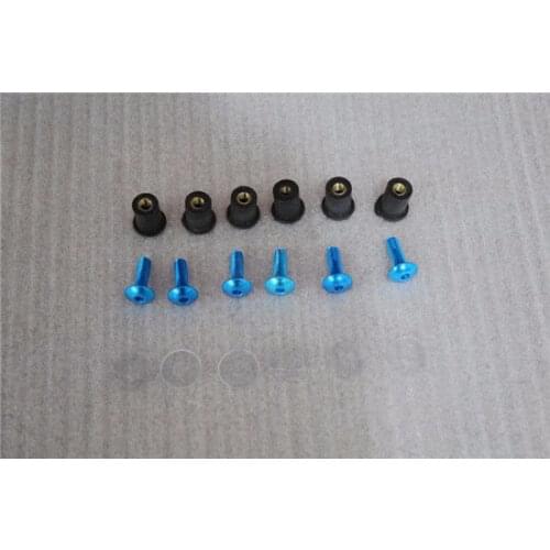 Blue Windscreen Windshield Wellnut Bolt For Yamaha Honda Kawasaki Suzuki Custom