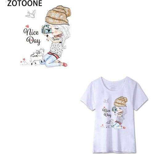 Iron on Cartoon Patches Set for Kids Clothing DIY T-shirt Applique Heat Transfer Vinyl Pretty Girl Patch Stickers Thermal Press