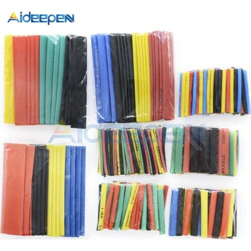 127/140/328/530Pcs Polyolefin Shrinking Assorted Heat Shrink Tube Wire Cable Insulated Sleeving Tubing Set Multicolor/Black