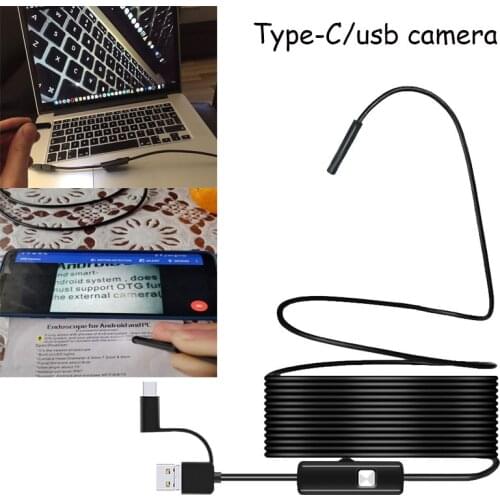 1080P USB C Endoscope Camera IP67 Borescope Snake Cable 8mm Lens With Led Light For Android&PC Mini Car Inspection Endoscope