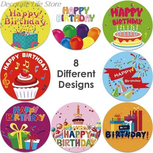 V500pcs/roll happy birthday Stickers Scrapbooking Stickers Seal Labels