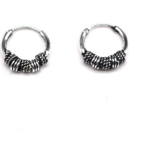 1Pair Vintage Ethnic Twisted Round Small Hoop Earrings For Women Men Tribal Metal Color Endless Circle Stud Earrings Jewelry