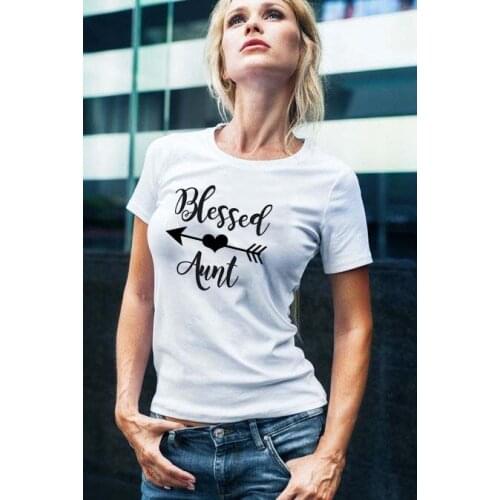 Blessed Auntie Shirts Blessed Tee Shirt for Women Auntie Tshirt Letter Print Tee Shirt Top Summer Women Shirts Camisetas Mujer