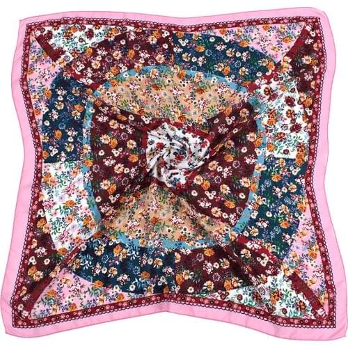 Women Cotton Square National Scarf Russian Retro Floral Print Head Scarves Twill Bandana Foulard Femme Muslim Hijab Scarf