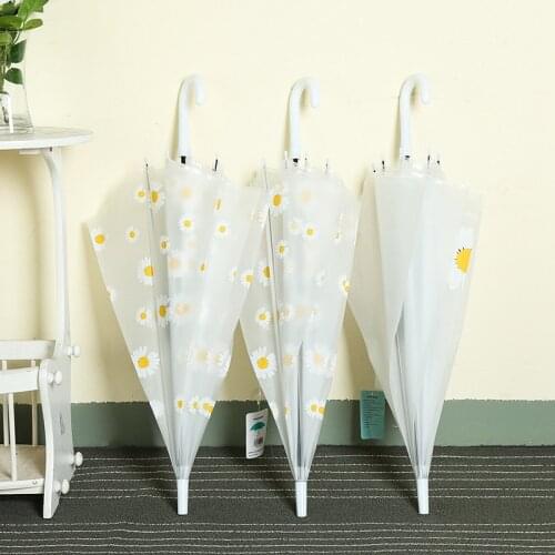 Transparent Long Handle Umbrella Women Rain Women Umbrella Classic Chrysanthemum Pattern Clear Umbrella